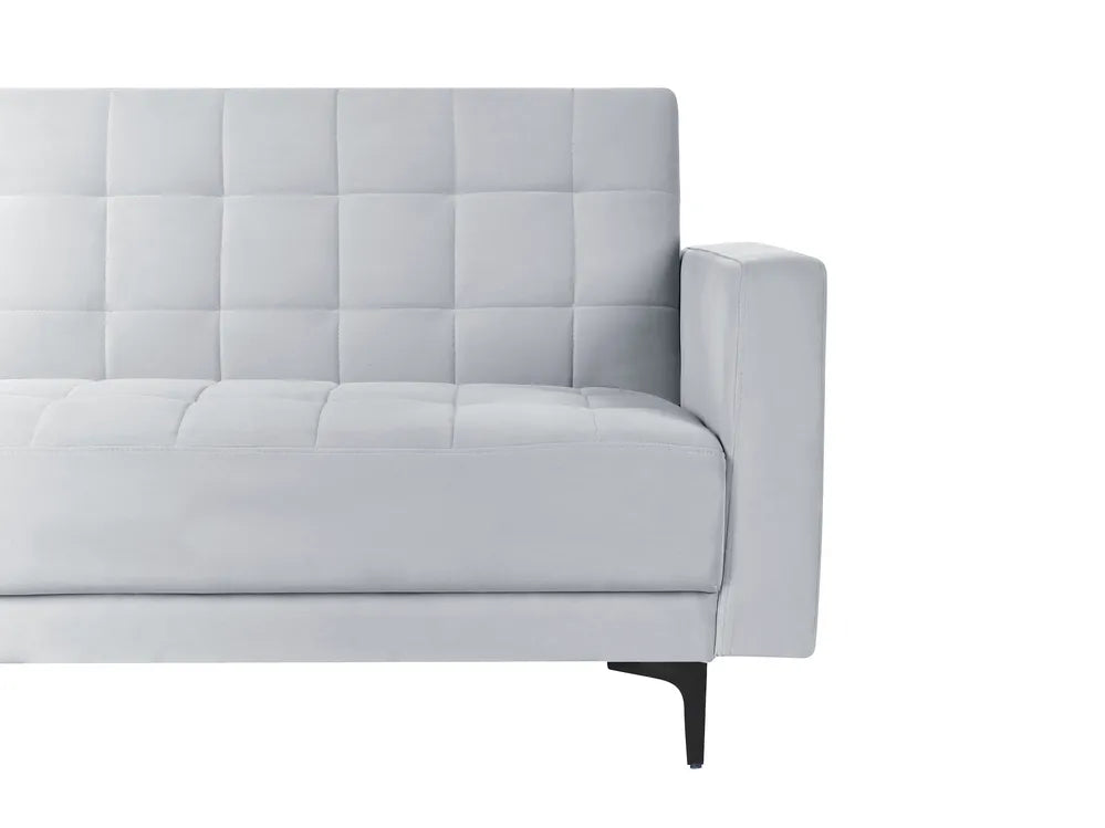 Modular Corner Sofa Bed 4 Seater Velvet Light Grey with Ottoman Right Hand Denby