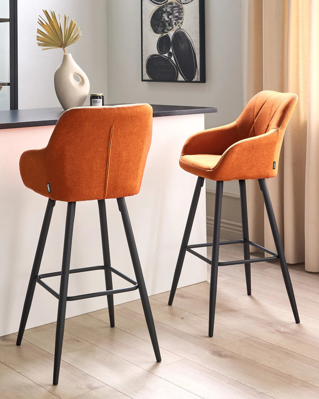 Set of 2 Bar Chairs Orange Non-Slip Leg Protectors Jarnio