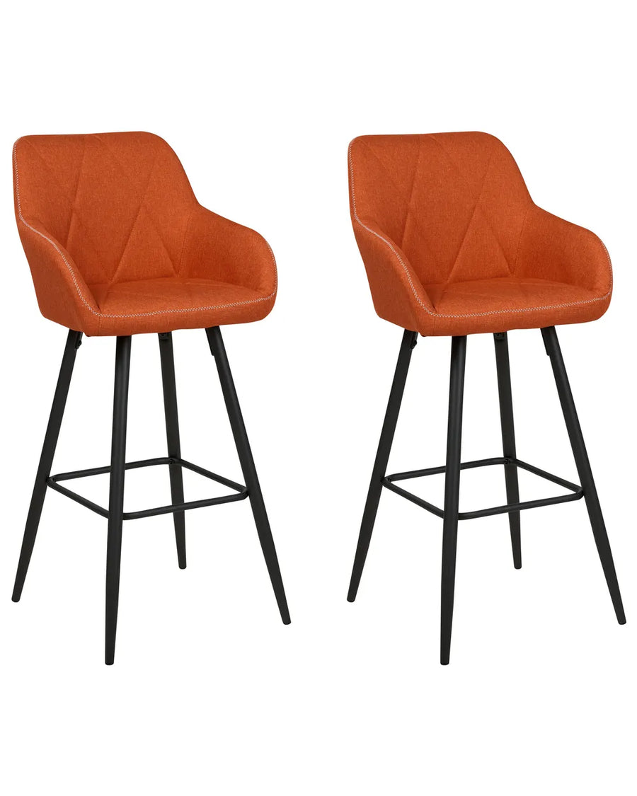 Set of 2 Bar Chairs Orange Non-Slip Leg Protectors Jarnio