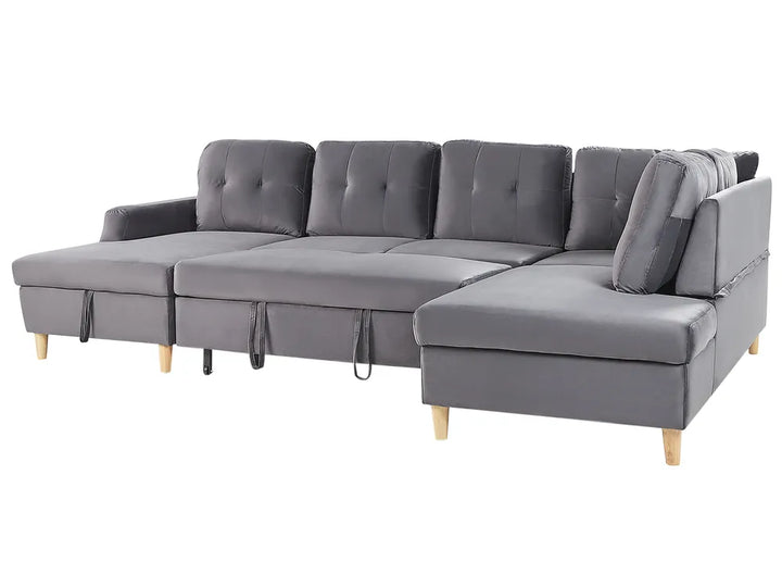 Sofa Bed 4 Seater Velvet Grey Xavo