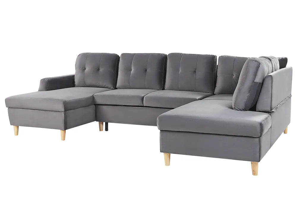 Sofa Bed 4 Seater Velvet Grey Xavo