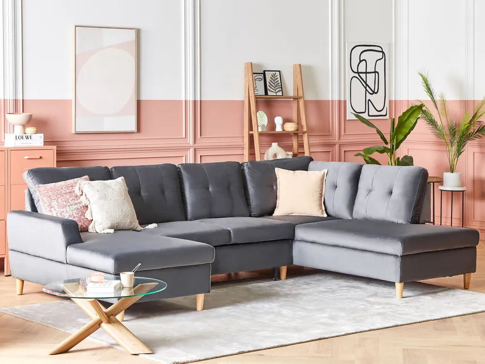 Sofa Bed 4 Seater Velvet Grey Xavo