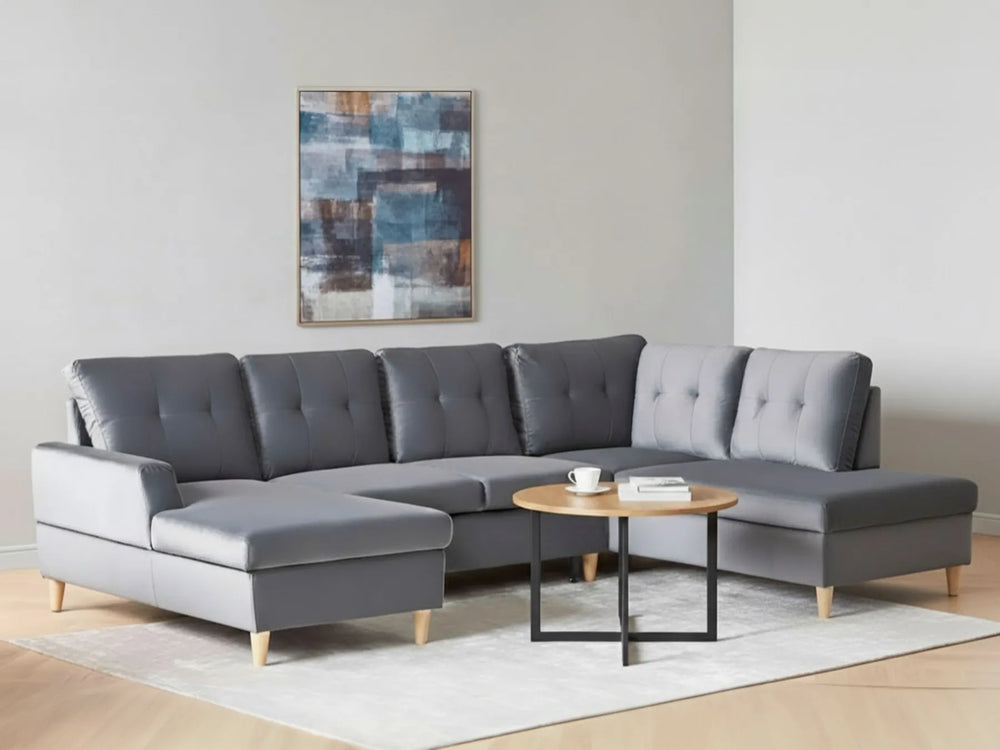 Sofa Bed 4 Seater Velvet Grey Xavo