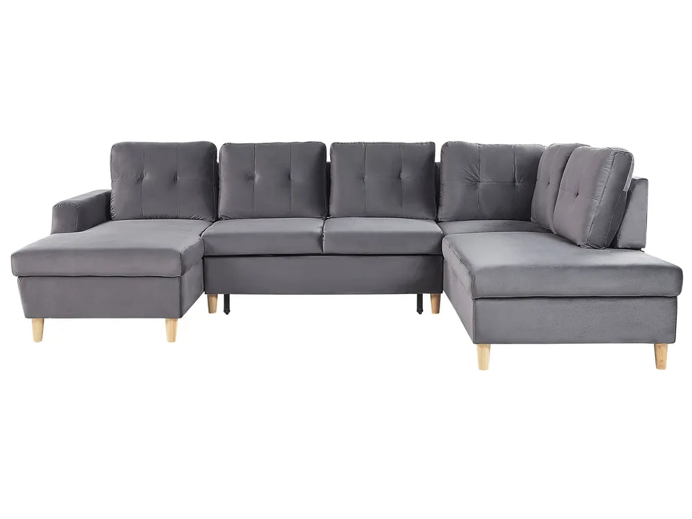 Sofa Bed 4 Seater Velvet Grey Xavo