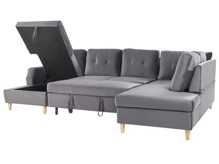 Sofa Bed 4 Seater Velvet Grey Xavo