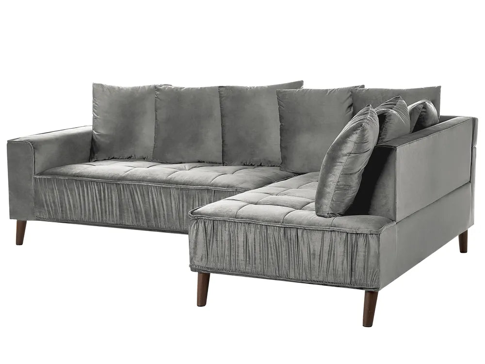 Corner Sofa 3 Seater Velvet Light Grey Left Hand Brisia