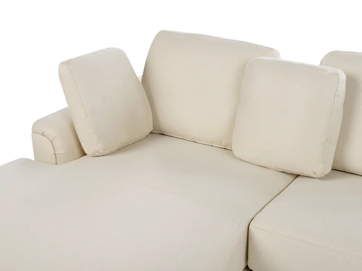 Corner Sofa 4 Seater Fabric Light Beige Right Hand Nora