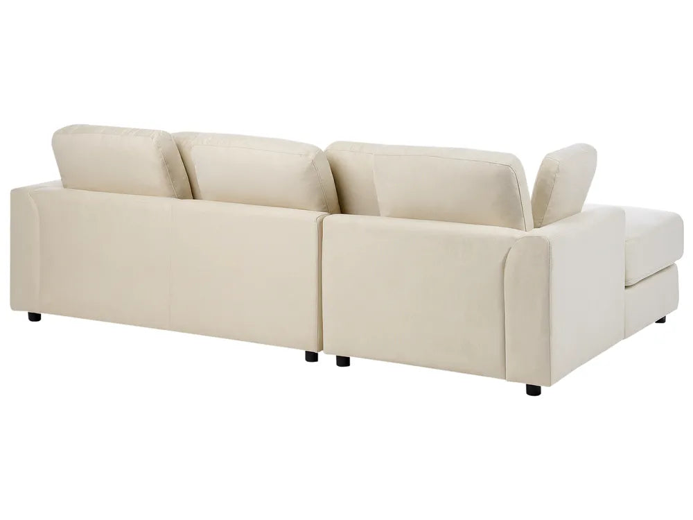 Corner Sofa 4 Seater Fabric Light Beige Right Hand Nora
