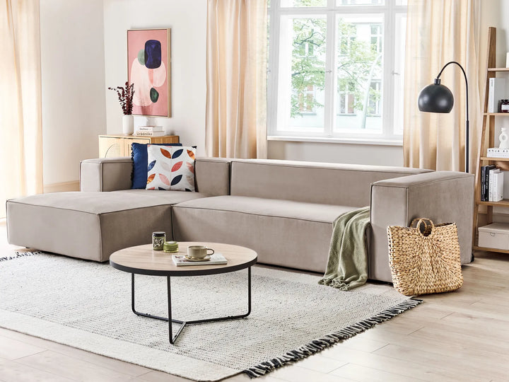Corner Sofa 3 Seater Velvet Taupe Right Hand Chambord