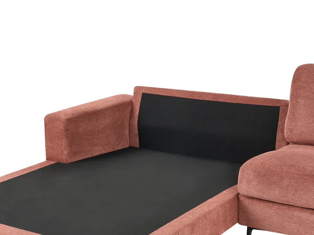 Corner Sofa 3 Seater Fabric Red Right Hand Emilio