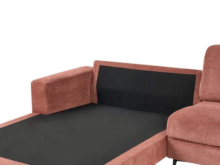 Corner Sofa 3 Seater Fabric Red Right Hand Emilio