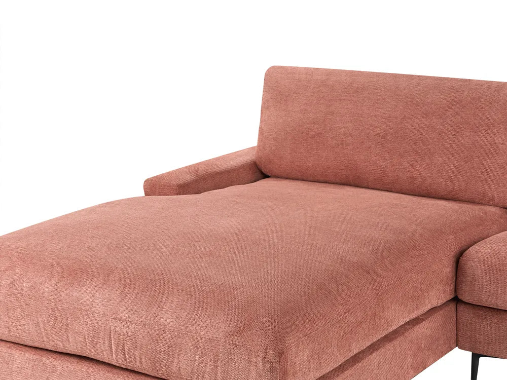 Corner Sofa 3 Seater Fabric Red Right Hand Emilio