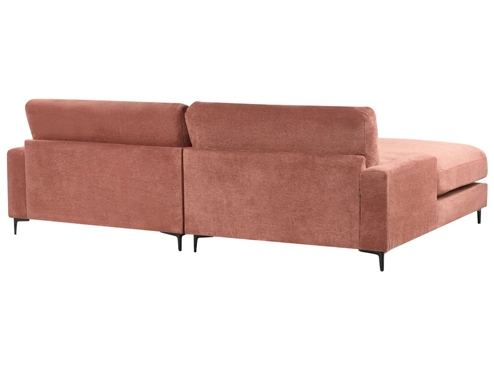 Corner Sofa 3 Seater Fabric Red Right Hand Emilio
