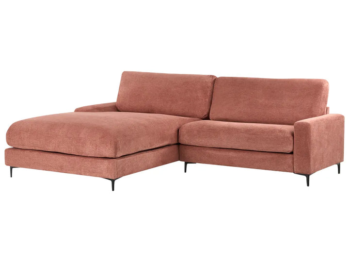 Corner Sofa 3 Seater Fabric Red Right Hand Emilio
