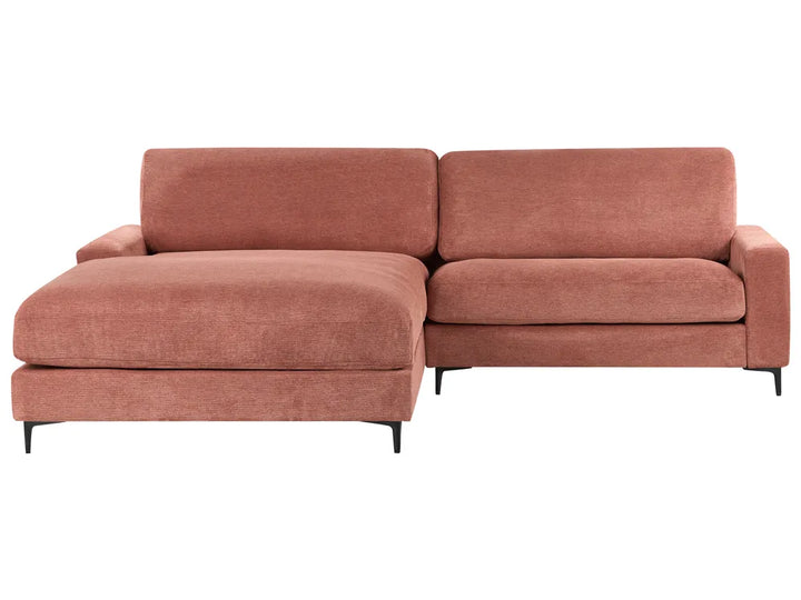 Corner Sofa 3 Seater Fabric Red Right Hand Emilio