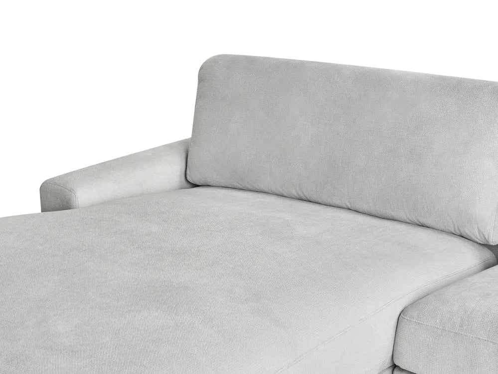 Corner Sofa 3 Seater Chenille Light Grey Right Hand Emilio