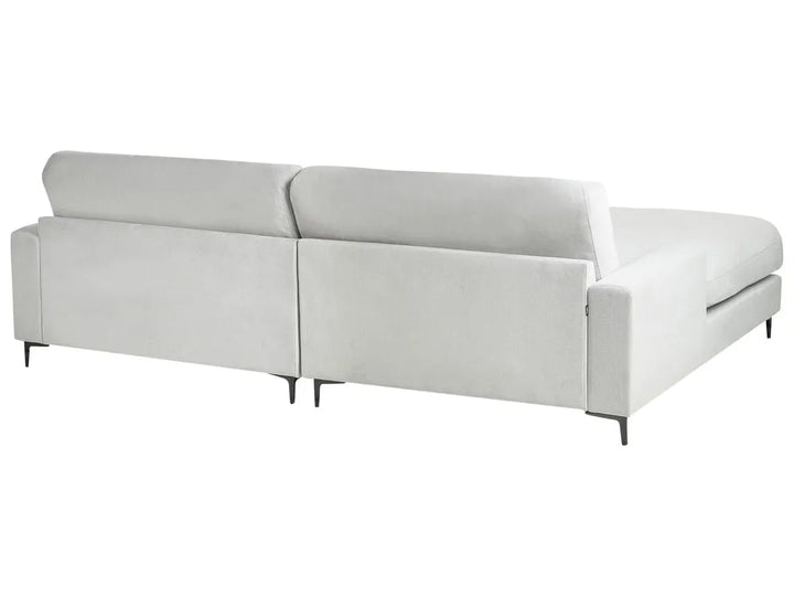 Corner Sofa 3 Seater Chenille Light Grey Right Hand Emilio