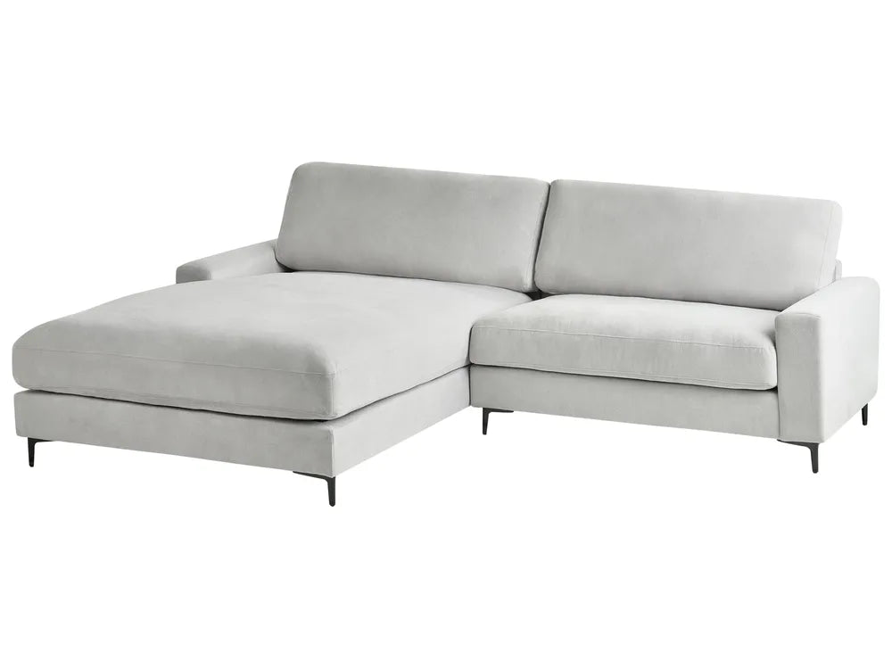 Corner Sofa 3 Seater Chenille Light Grey Right Hand Emilio