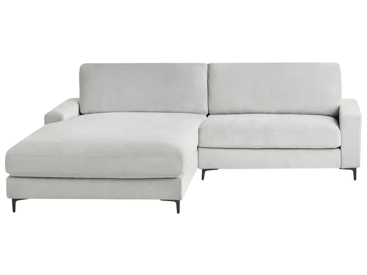 Corner Sofa 3 Seater Chenille Light Grey Right Hand Emilio