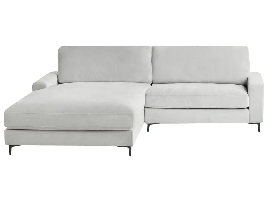 Corner Sofa 3 Seater Chenille Light Grey Right Hand Emilio