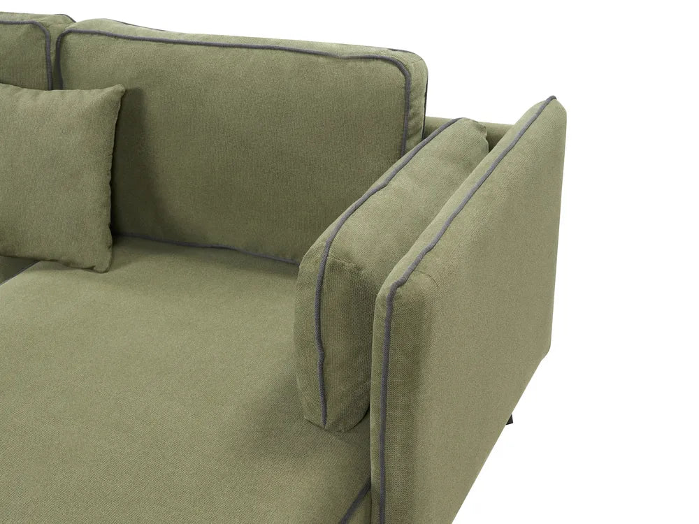 Corner Sofa 3 Seater Fabric Green Left Hand Bodhild