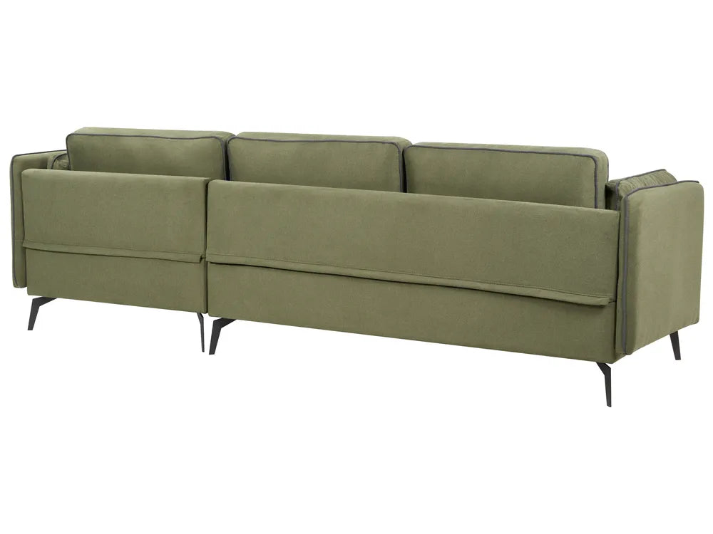 Corner Sofa 3 Seater Fabric Green Left Hand Bodhild