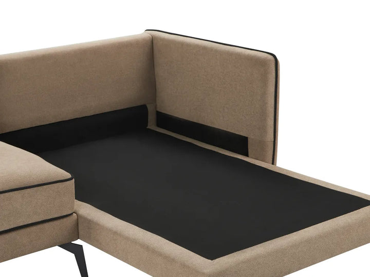 Corner Sofa 3 Seater Fabric Light Brown Left Hand Bodhild