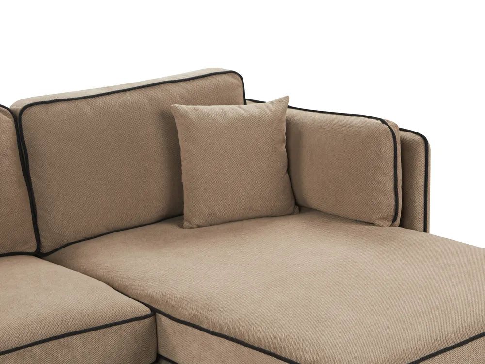 Corner Sofa 3 Seater Fabric Light Brown Left Hand Bodhild