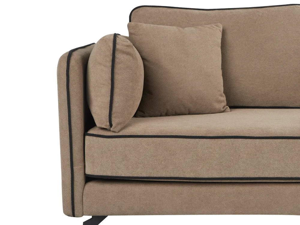 Corner Sofa 3 Seater Fabric Light Brown Left Hand Bodhild