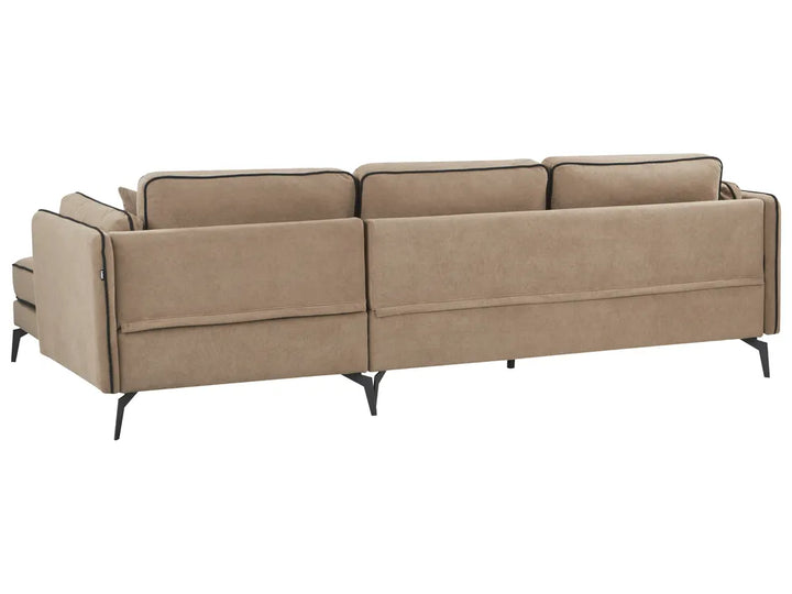Corner Sofa 3 Seater Fabric Light Brown Left Hand Bodhild