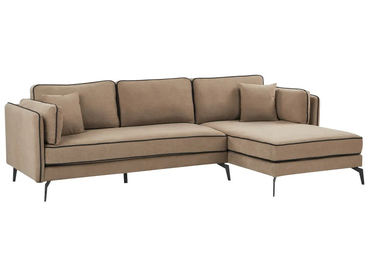 Corner Sofa 3 Seater Fabric Light Brown Left Hand Bodhild