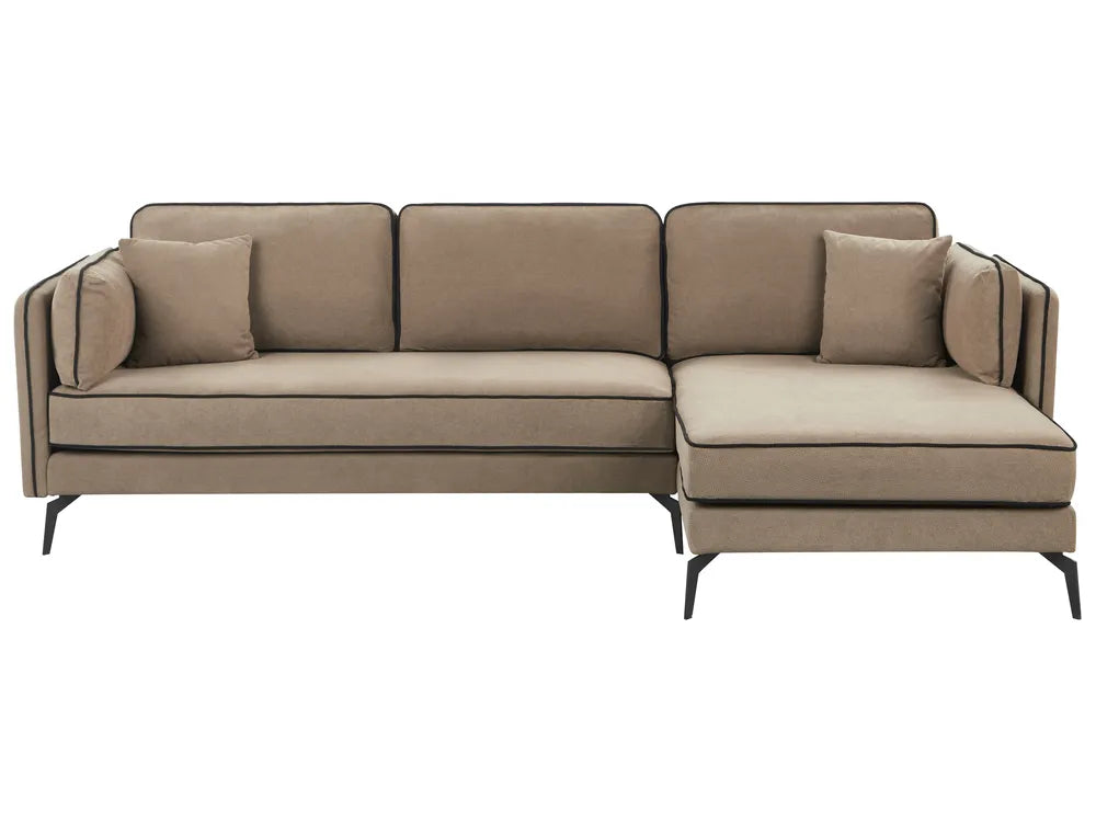 Corner Sofa 3 Seater Fabric Light Brown Left Hand Bodhild