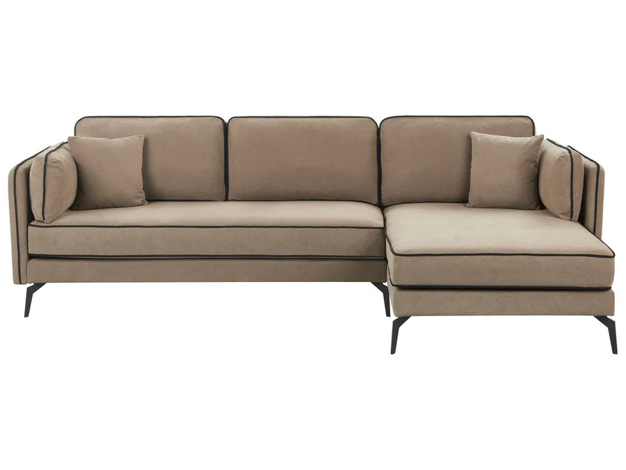 Corner Sofa 3 Seater Fabric Light Brown Left Hand Bodhild