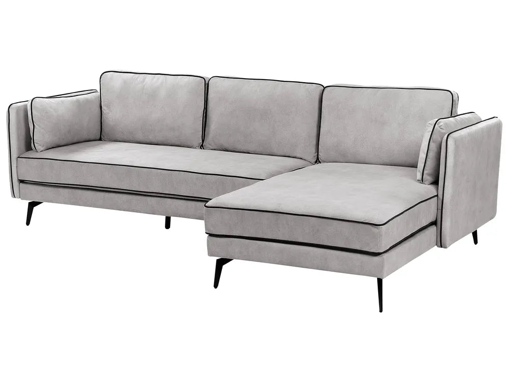 Corner Sofa 3 Seater Velvet Light Grey Left Hand Bodhild