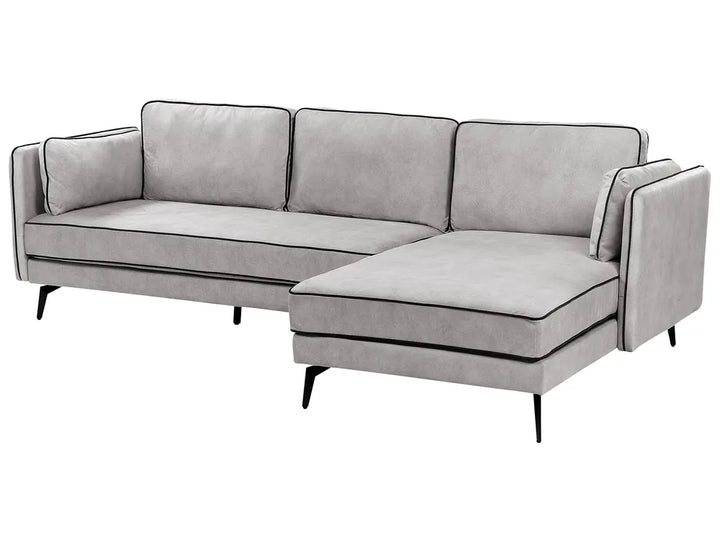 Corner Sofa 3 Seater Velvet Light Grey Left Hand Bodhild