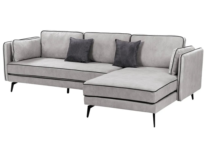 Corner Sofa 3 Seater Velvet Light Grey Left Hand Bodhild
