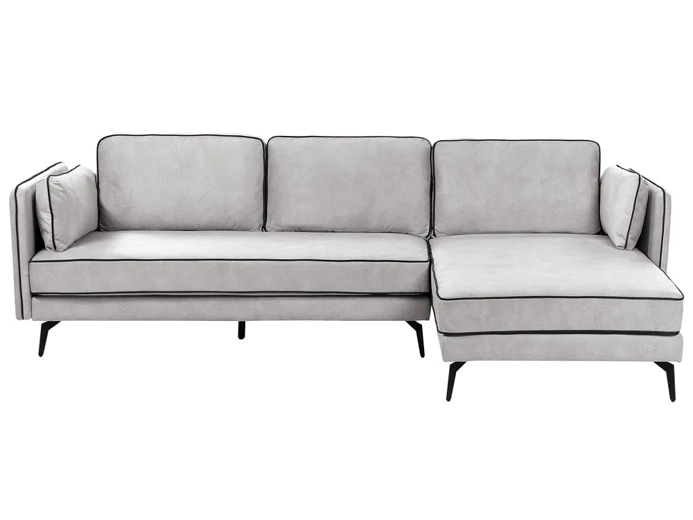 Corner Sofa 3 Seater Velvet Light Grey Left Hand Bodhild