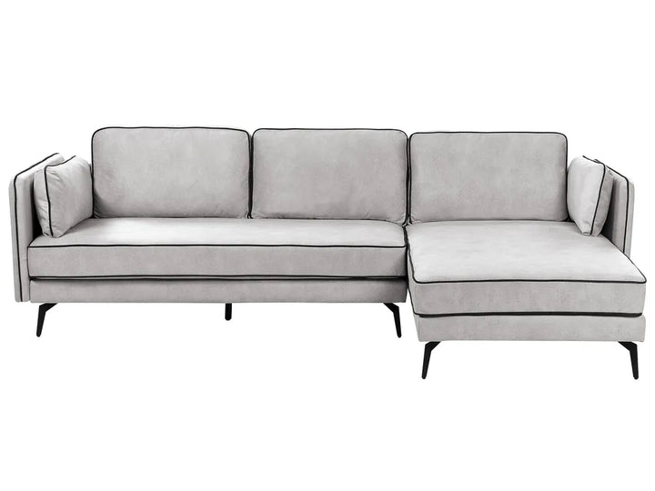 Corner Sofa 3 Seater Velvet Light Grey Left Hand Bodhild