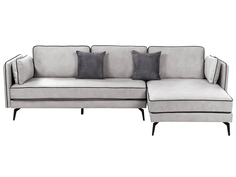 Corner Sofa 3 Seater Velvet Light Grey Left Hand Bodhild