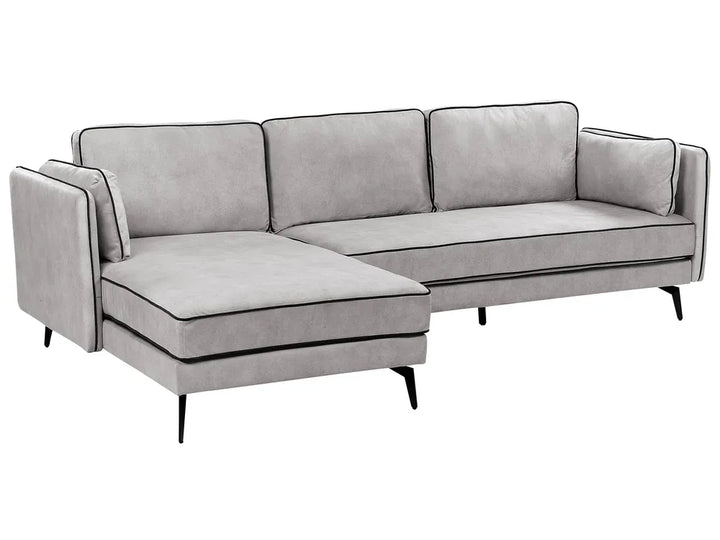 Corner Sofa 3 Seater Velvet Light Grey Right Hand Bodhild