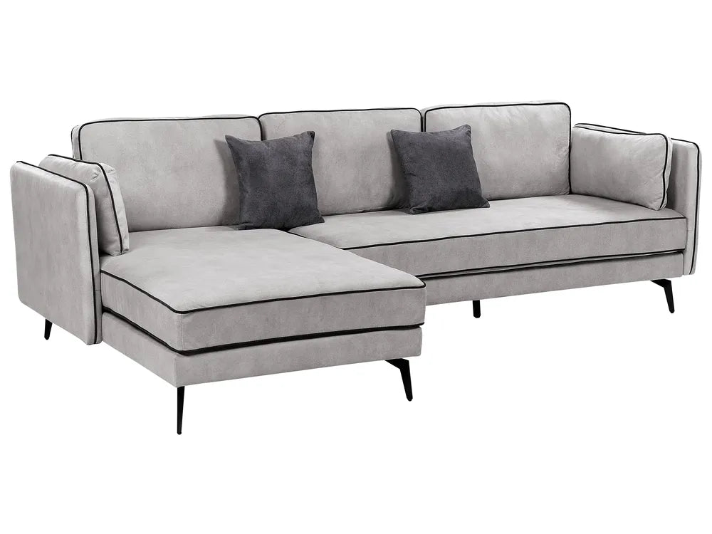 Corner Sofa 3 Seater Velvet Light Grey Right Hand Bodhild