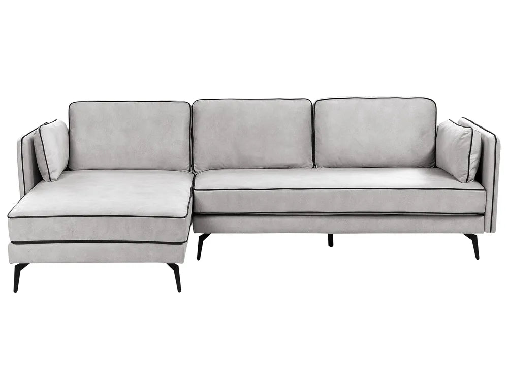 Corner Sofa 3 Seater Velvet Light Grey Right Hand Bodhild