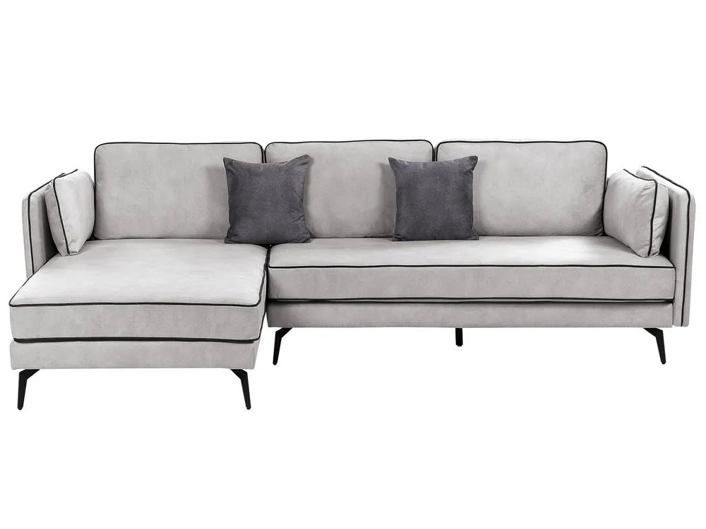 Corner Sofa 3 Seater Velvet Light Grey Right Hand Bodhild