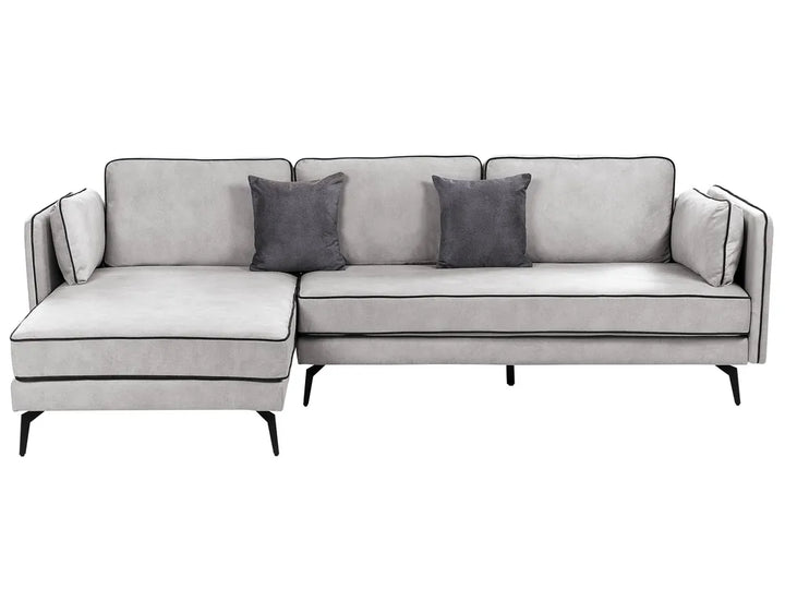 Corner Sofa 3 Seater Velvet Light Grey Right Hand Bodhild