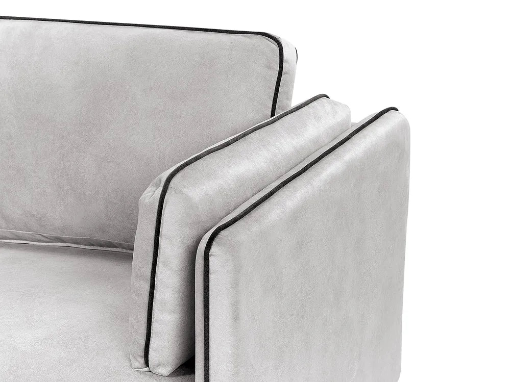 Corner Sofa 3 Seater Velvet Light Grey Right Hand Bodhild