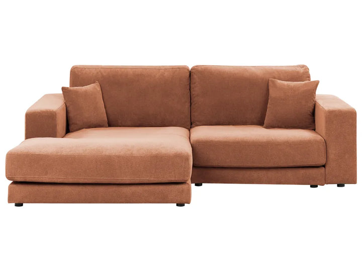 Corner Sofa 3 Seater Fabric Light Red Right Hand Vardie