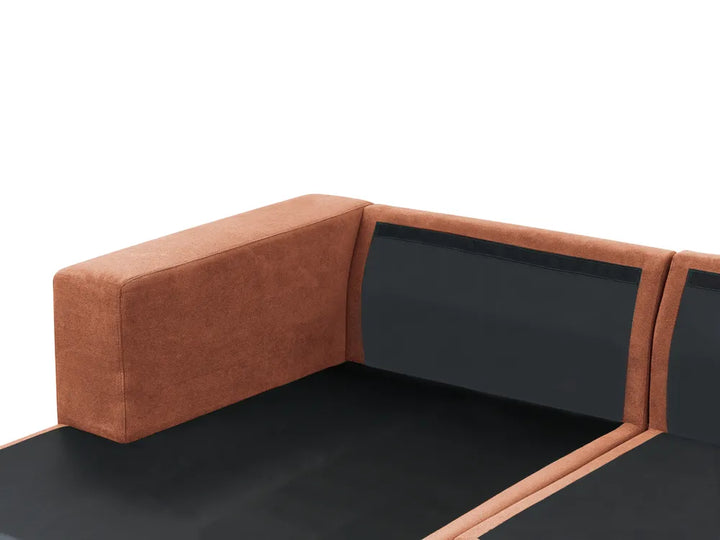 Corner Sofa 3 Seater Fabric Light Red Right Hand Vardie