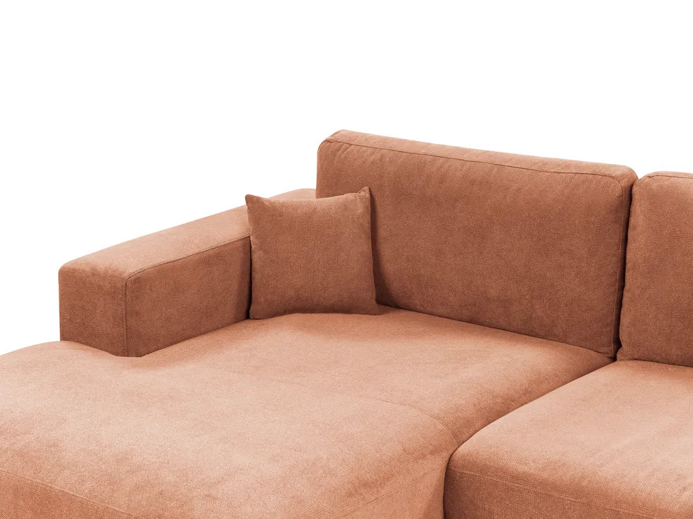 Corner Sofa 3 Seater Fabric Light Red Right Hand Vardie