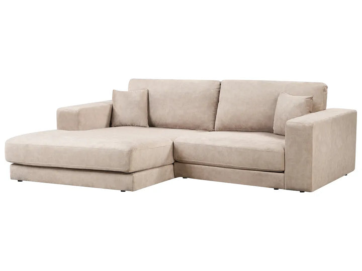 Corner Sofa 3 Seater Velvet Beige Right Hand Vardie