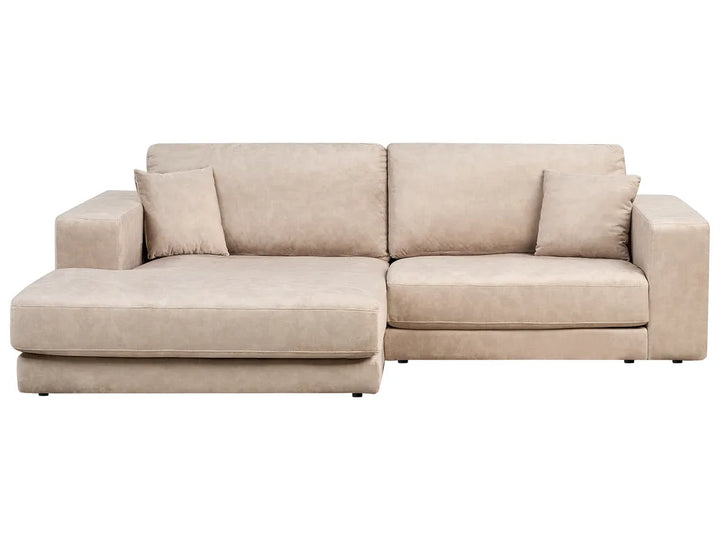 Corner Sofa 3 Seater Velvet Beige Right Hand Vardie